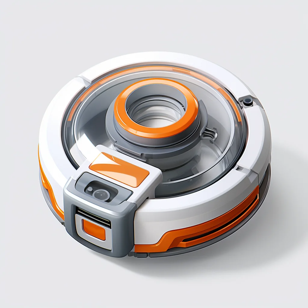 robot vacuum cleaner Roomba orange isometric material industrial design 3D icon