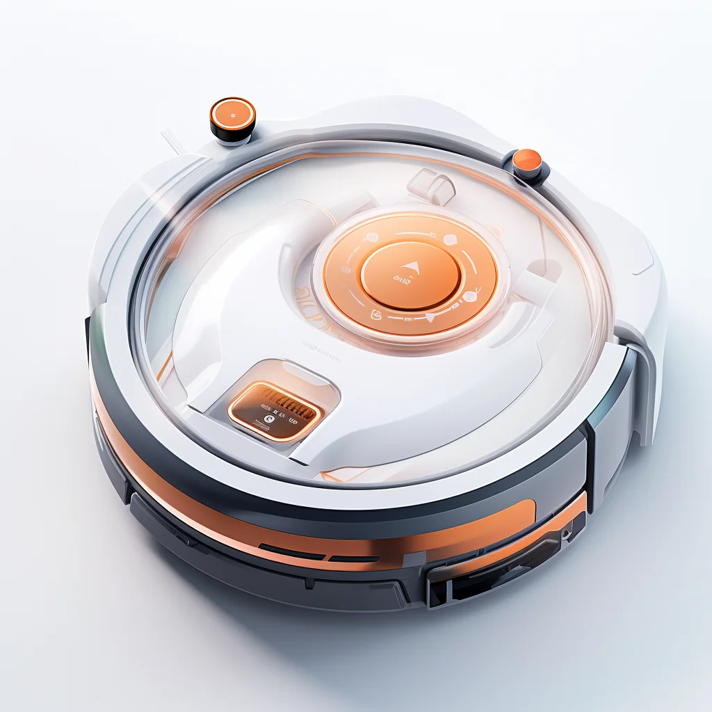 robot vacuum cleaner irobot Roomba orange isometric material industrial design 3D icon