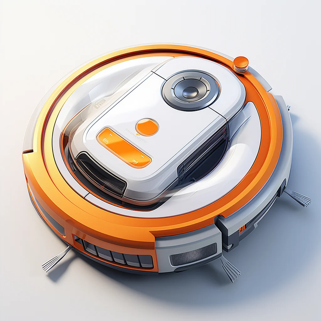 robot vacuum cleaner irobot orange isometric material industrial design 3D icon