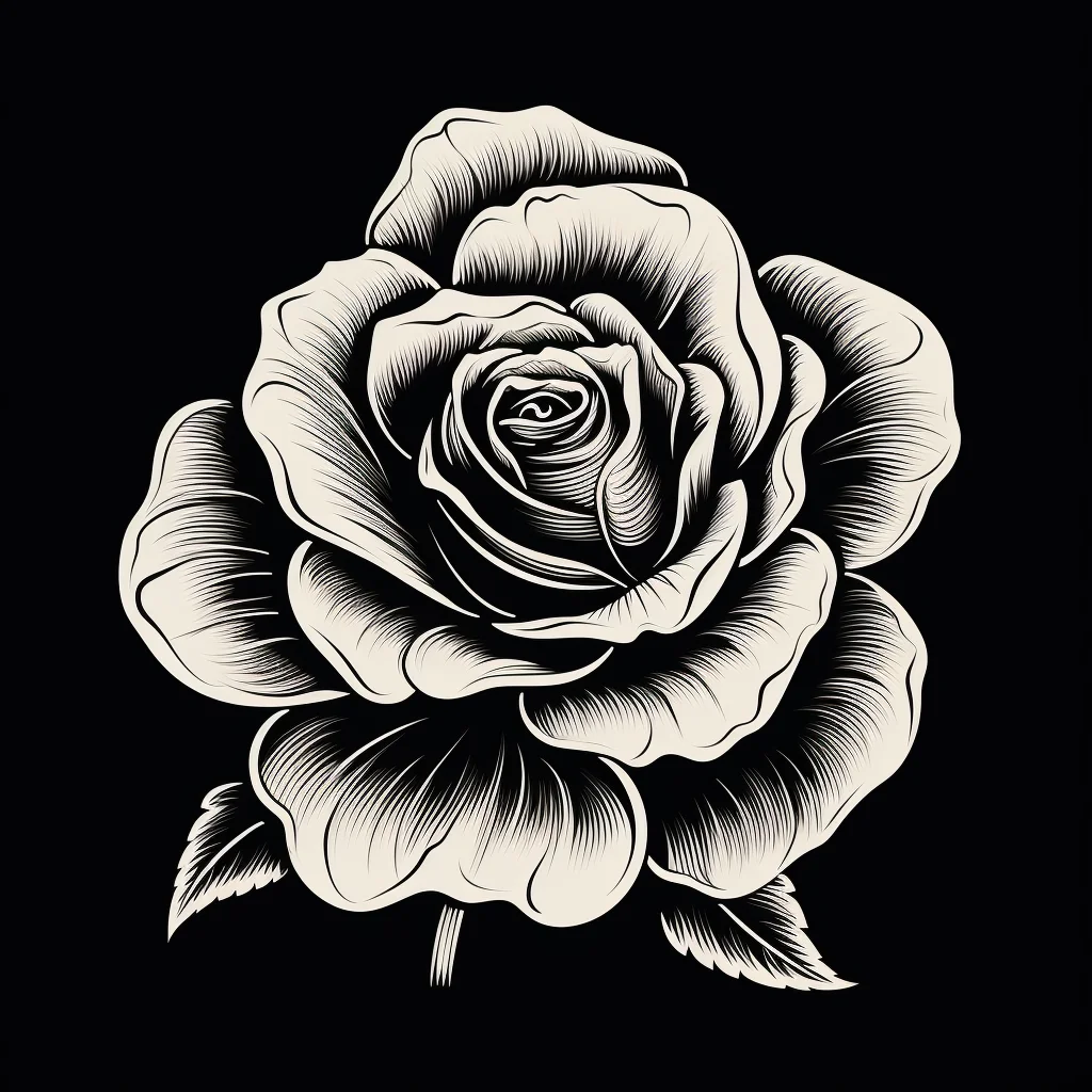 rose flower black and white drawing victor illustration logo