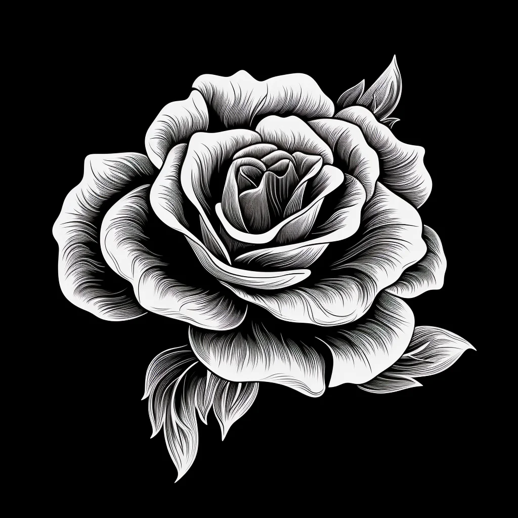 rose flower black and white drawing victor ink illustration logo