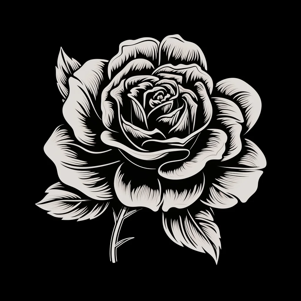 rose flower black and white drawing victor ink illustration