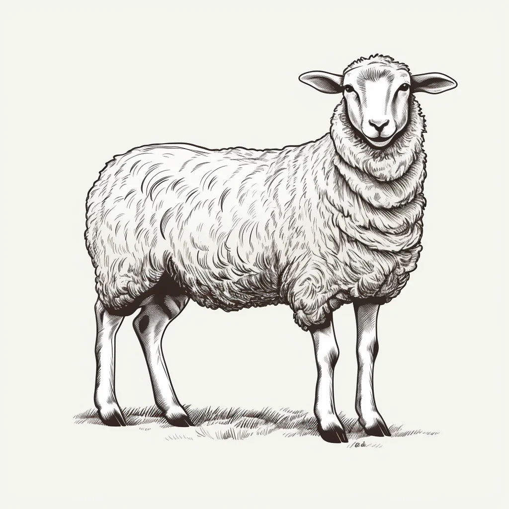 sheep vector illustration black and white painting