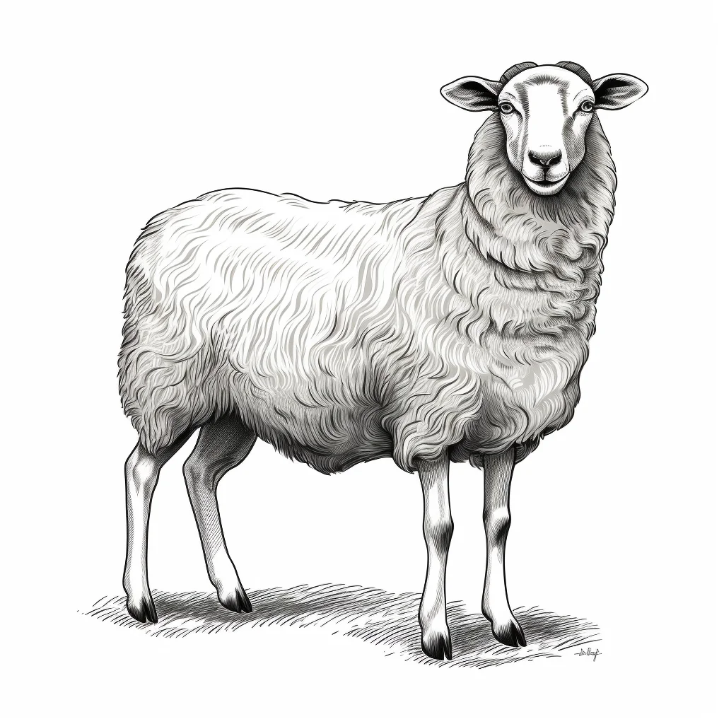 sheep vector logo illustration black and white ink painting