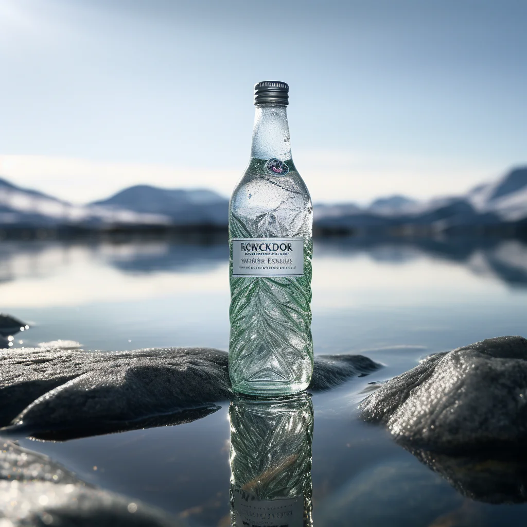 sparkling spring mineral water bottle lake photography