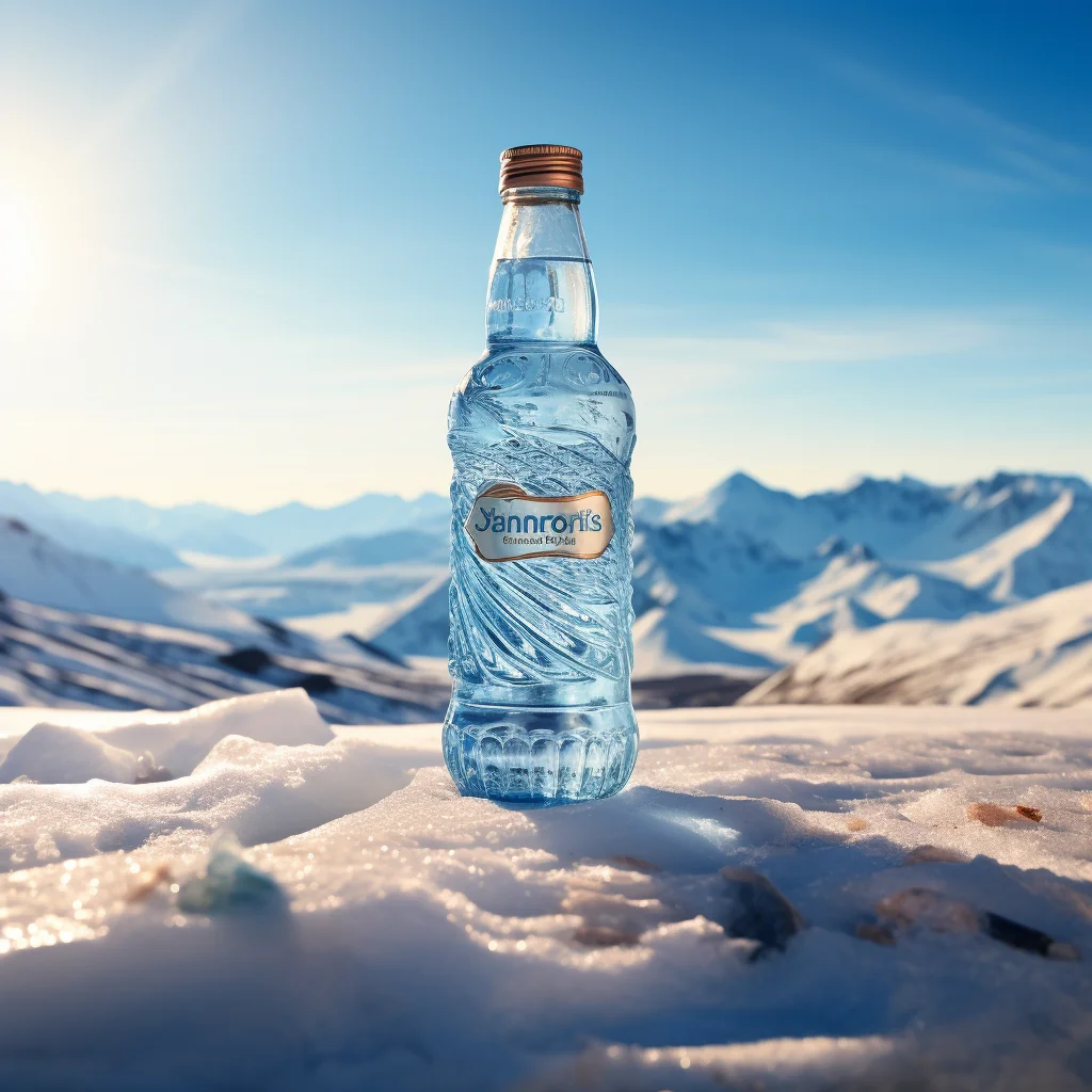 sparkling spring mineral water bottle snow winter photography