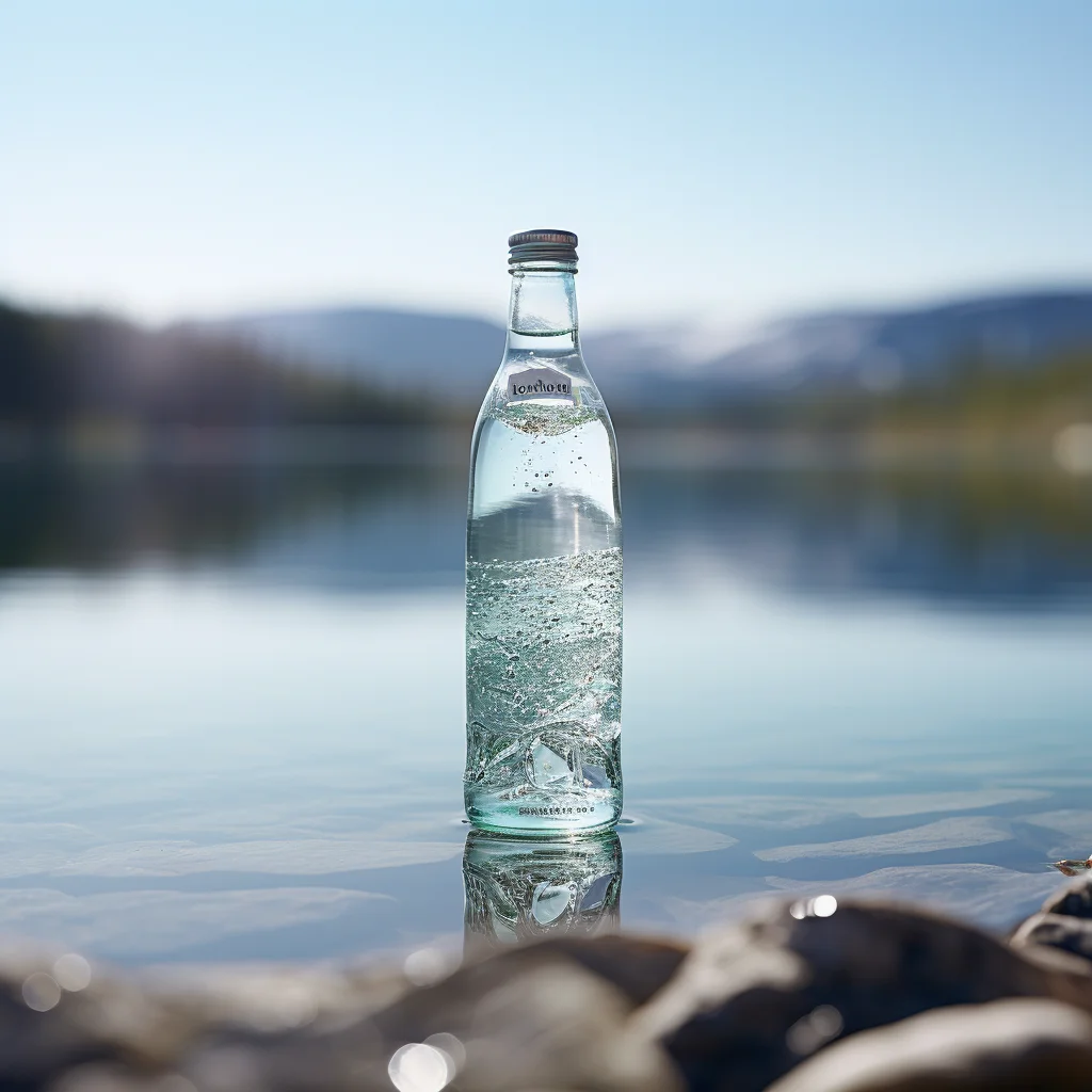 sparkling spring mineral water liquor bottle lake photography