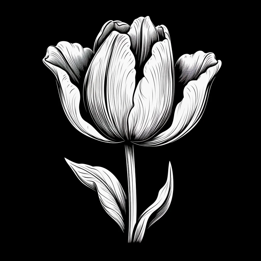 tulip flower black and white drawing victor ink illustration logo