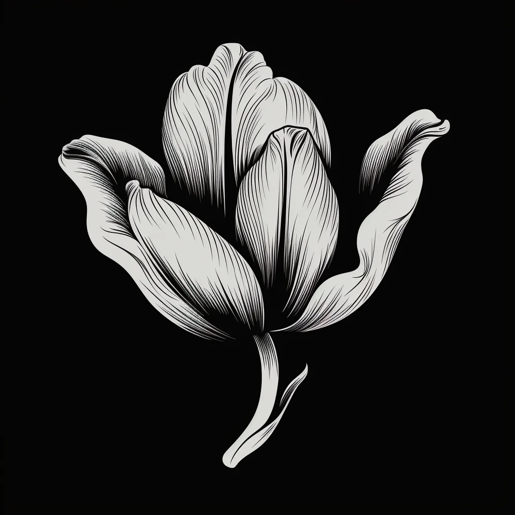 tulip flower drawing victor ink black and white illustration logo