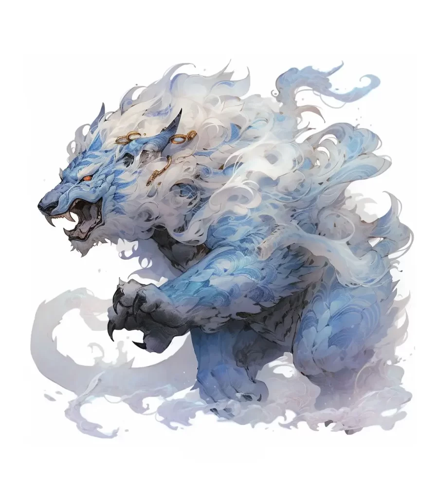 gropicture white azure monster lion art anime illustration