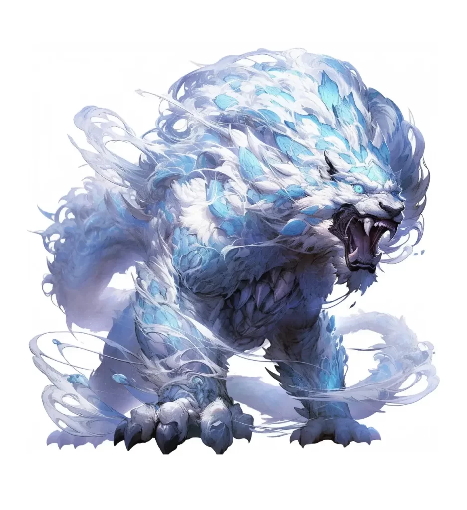 white azure monster lion art anime illustration cruel