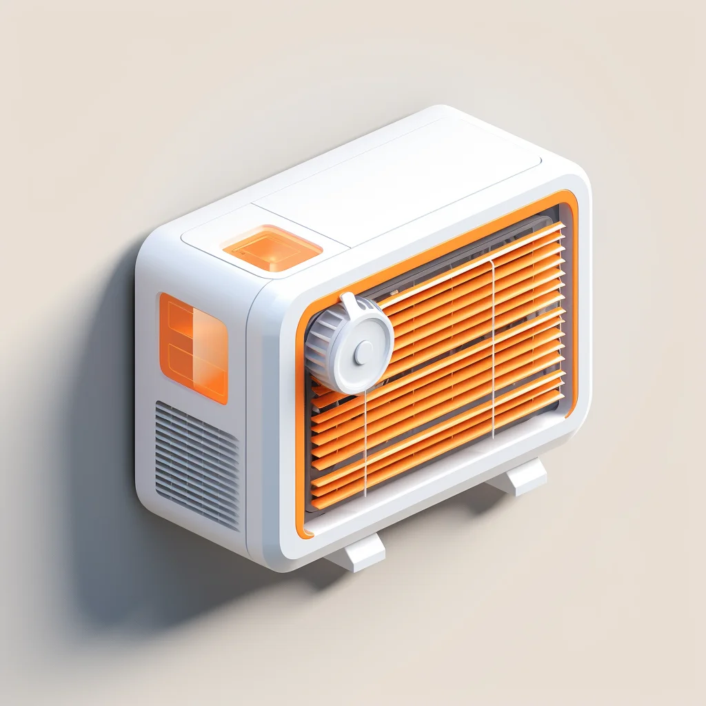 window air conditioner orange isometric industrial design 3D