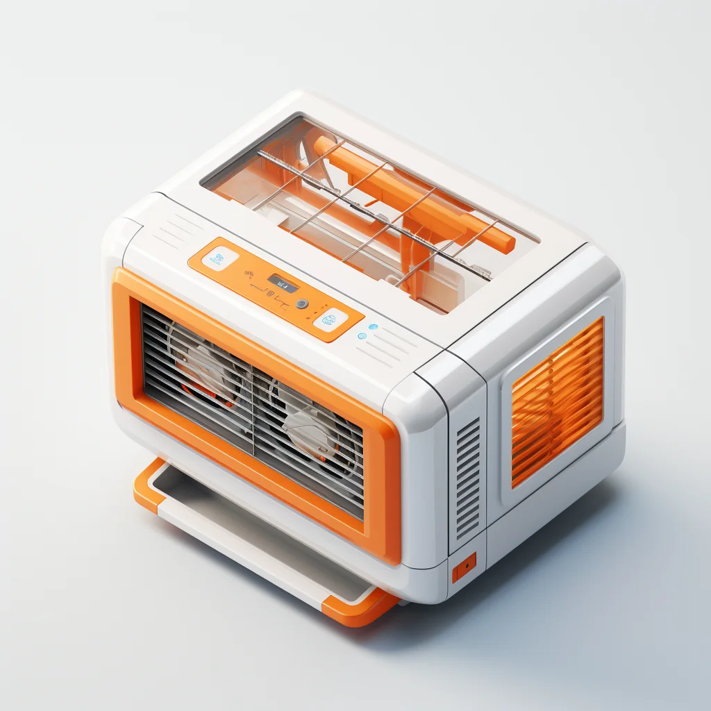 window air conditioner orange isometric material industrial design 3D