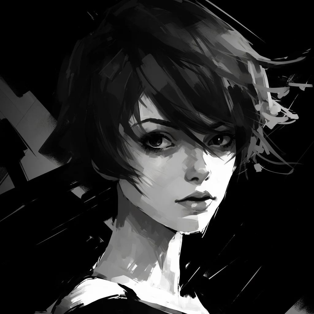 woman anime portrait hair cool lady graceful painting