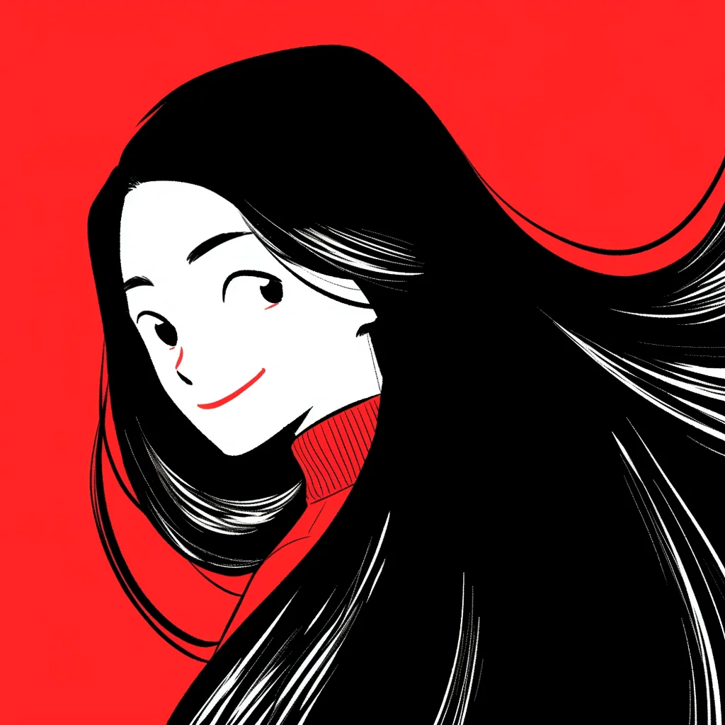woman lady long hair smile character illustration anime happy girl happy