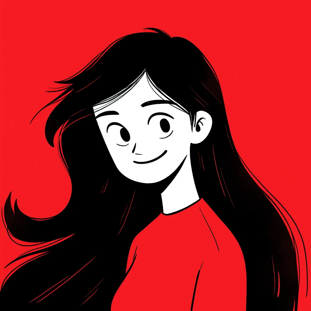 woman lady long hair smile character illustration anime
