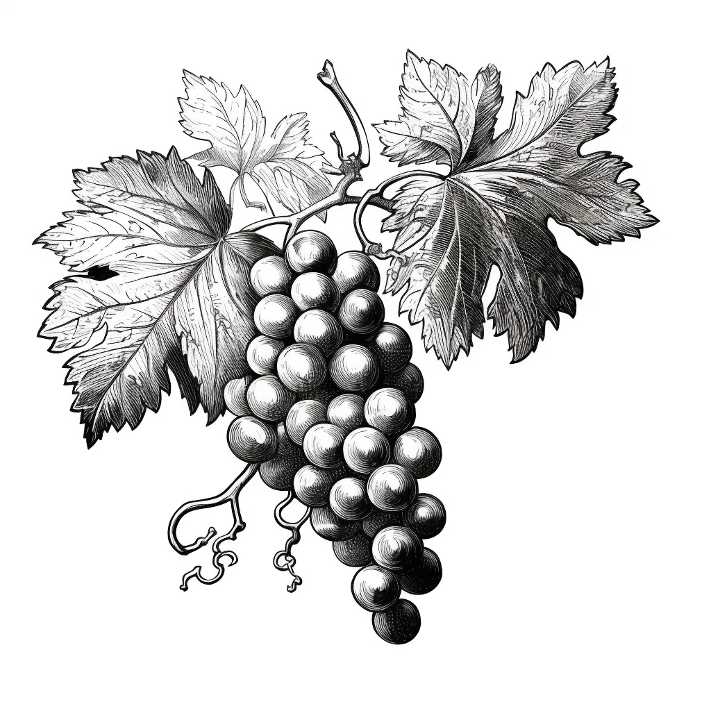 leaf bunch grape leaves vector illustration black and white ink
