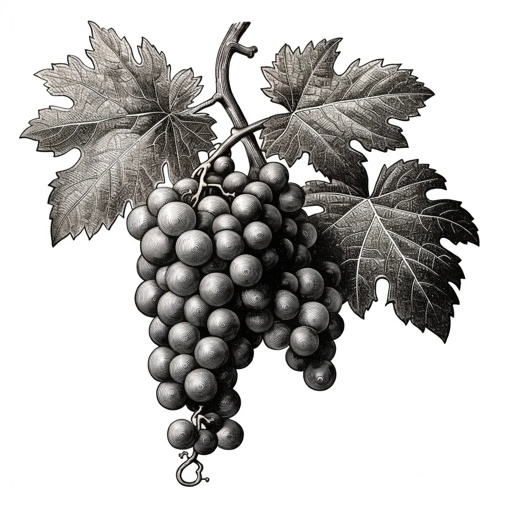 leaf bunch grape leaves vector illustration black and white painting