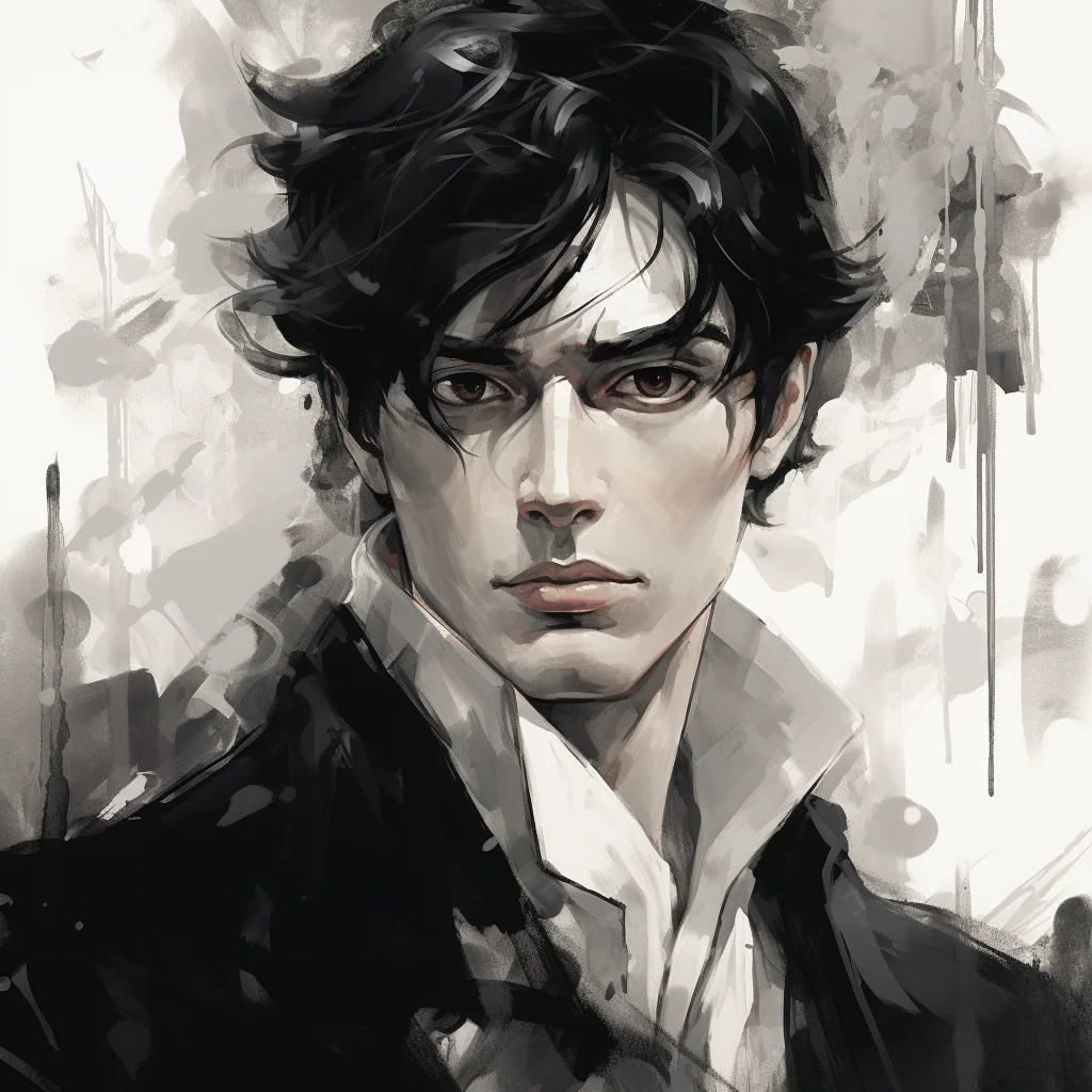 man black and white face portrait painting