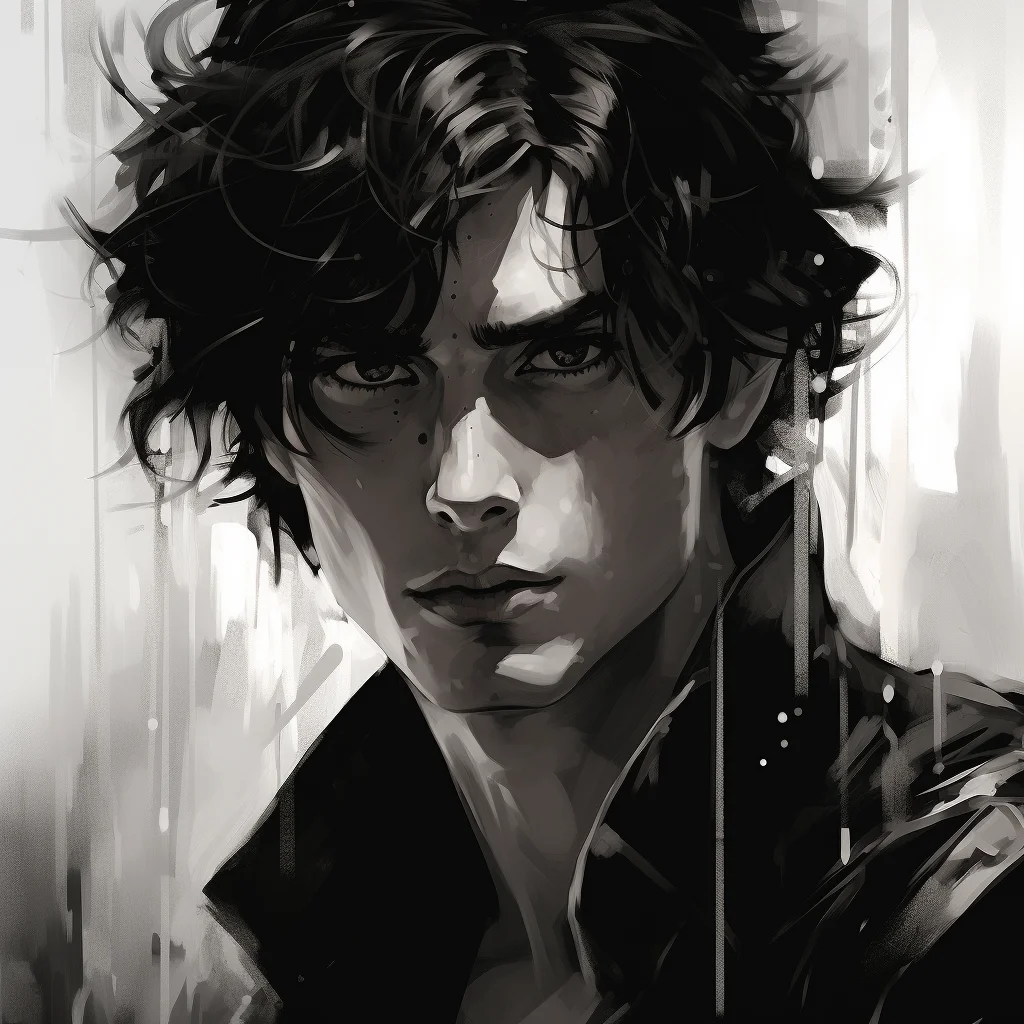 man black and white face portrait painting