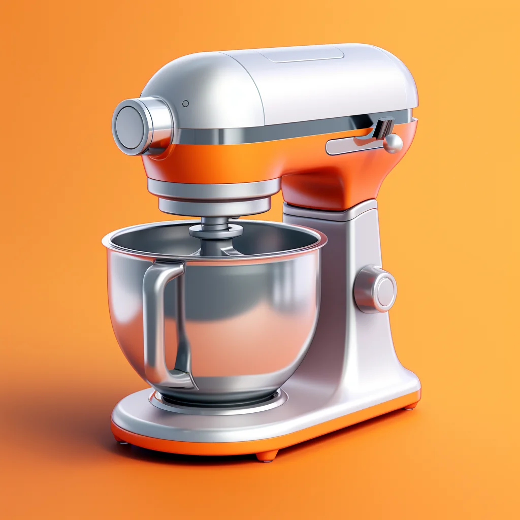 blender stand mixer orange glass isometric material industrial design 3D icon glass