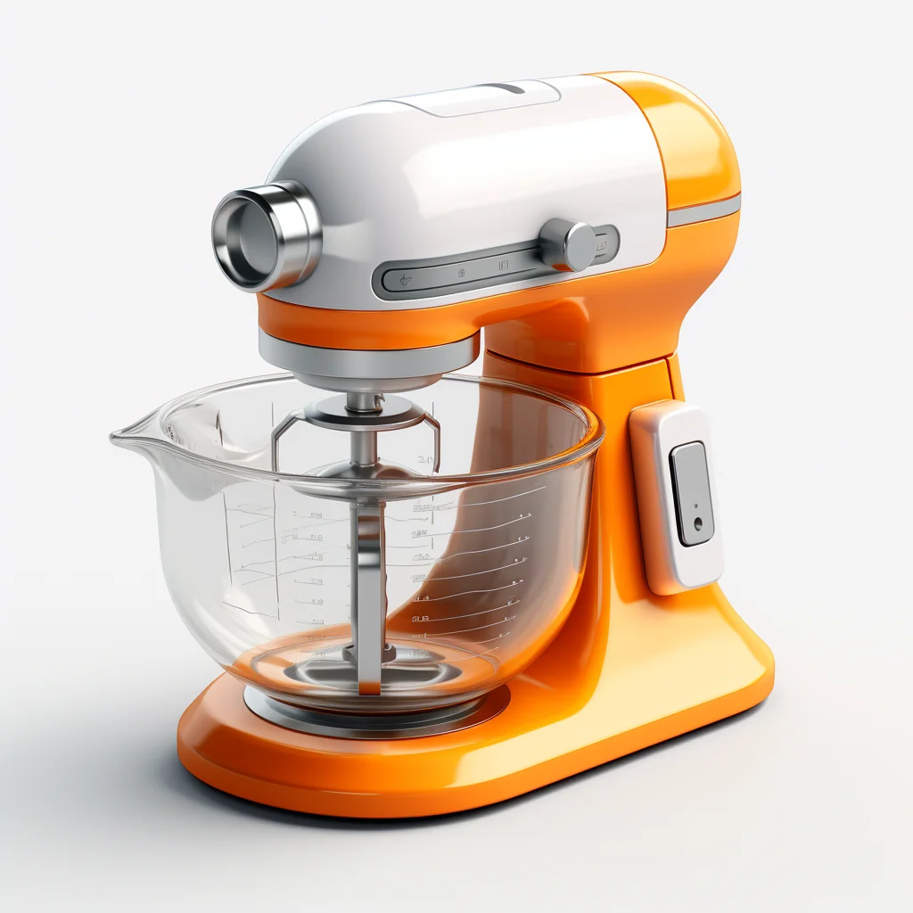 blender stand mixer orange glass isometric material industrial design 3D icon