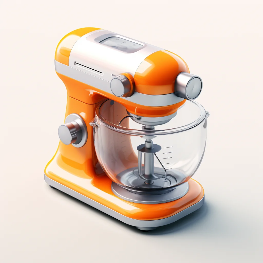 blender stand mixer white orange glass isometric material industrial design 3D icon