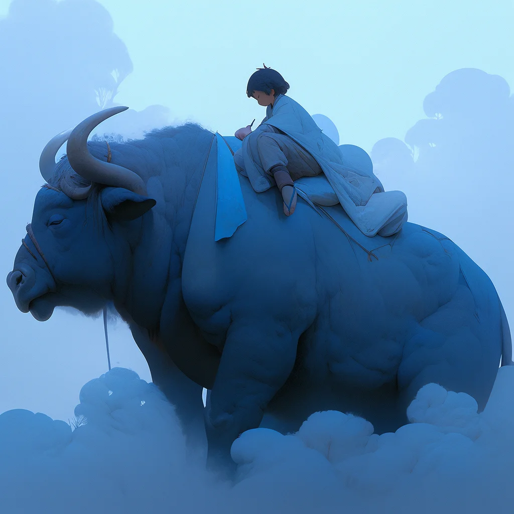 child buffalo sleep 3d Chinese character illustration