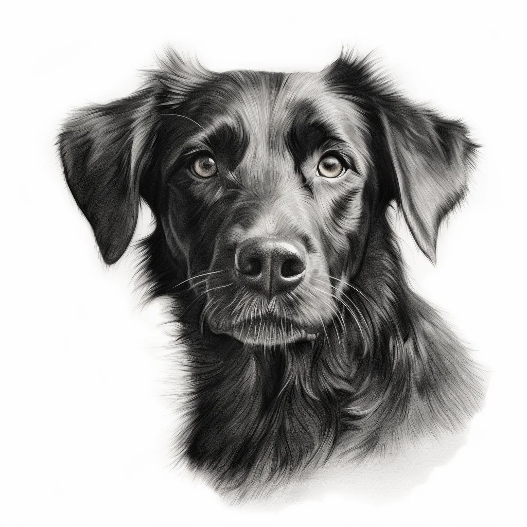 dog head black and white pencil drawing sketch