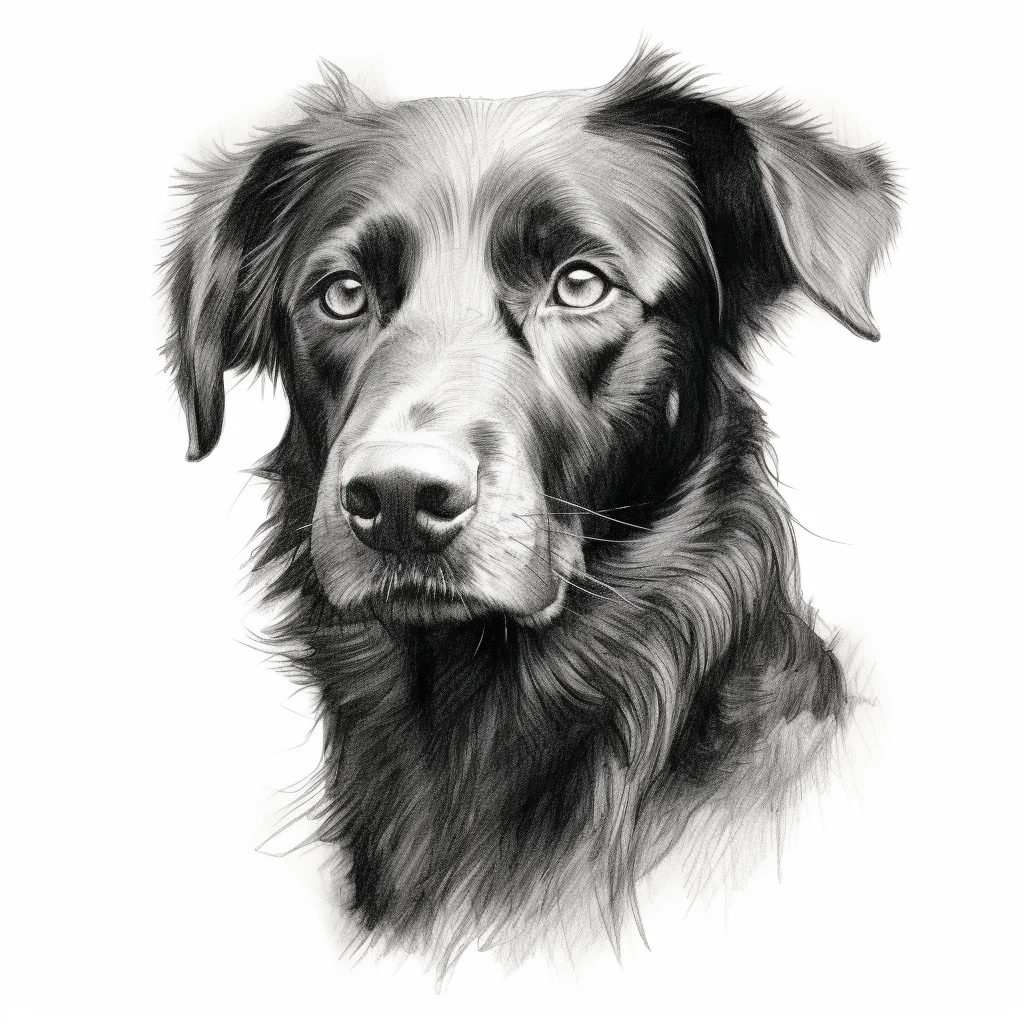 dog head black and white sketch pencil drawing