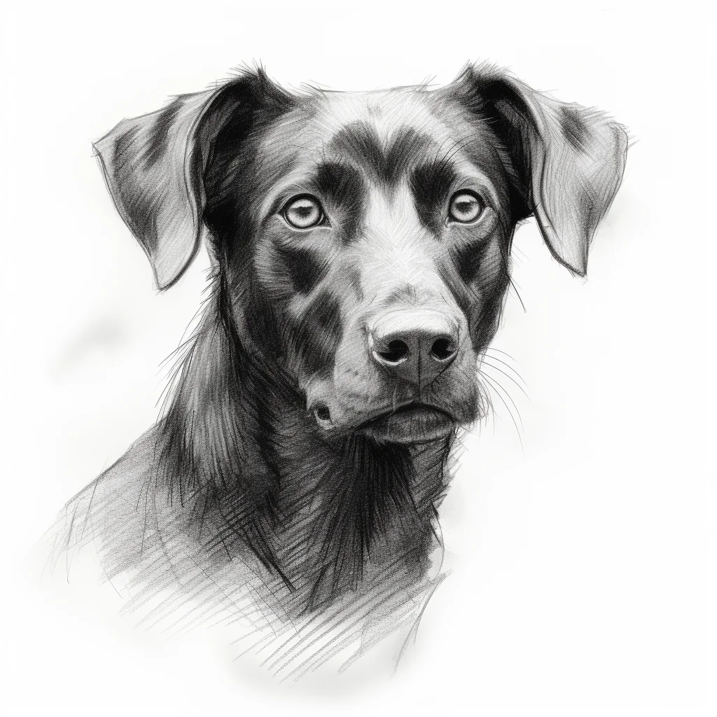 dog head sketch pencil drawing black and white