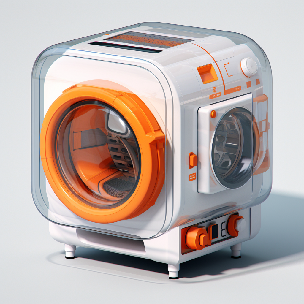 drying machine orange isometric industrial design 3D icon
