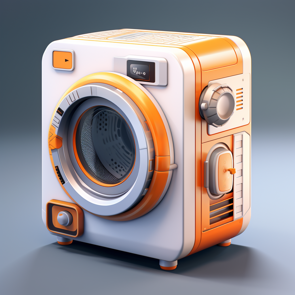 drying machine orange isometric industrial design 3D