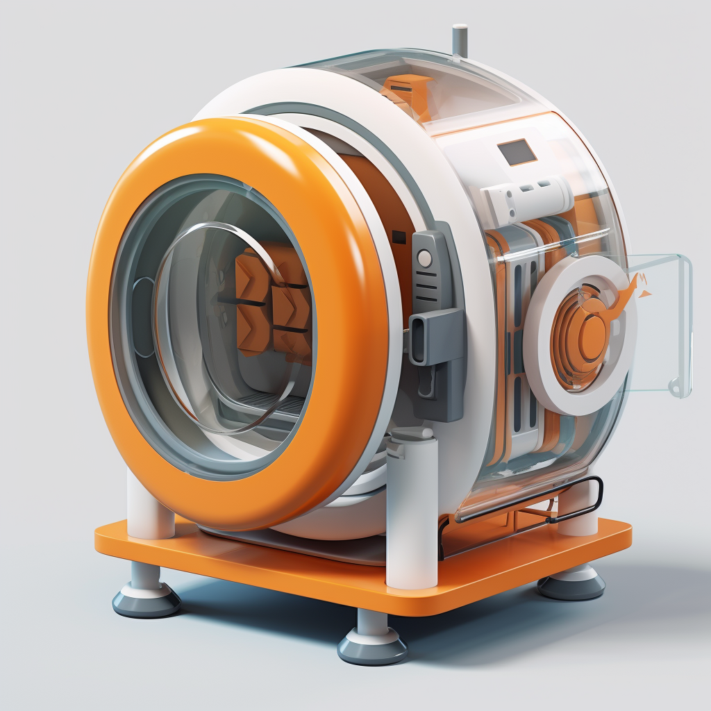 drying machine orange isometric material industrial design 3D icon