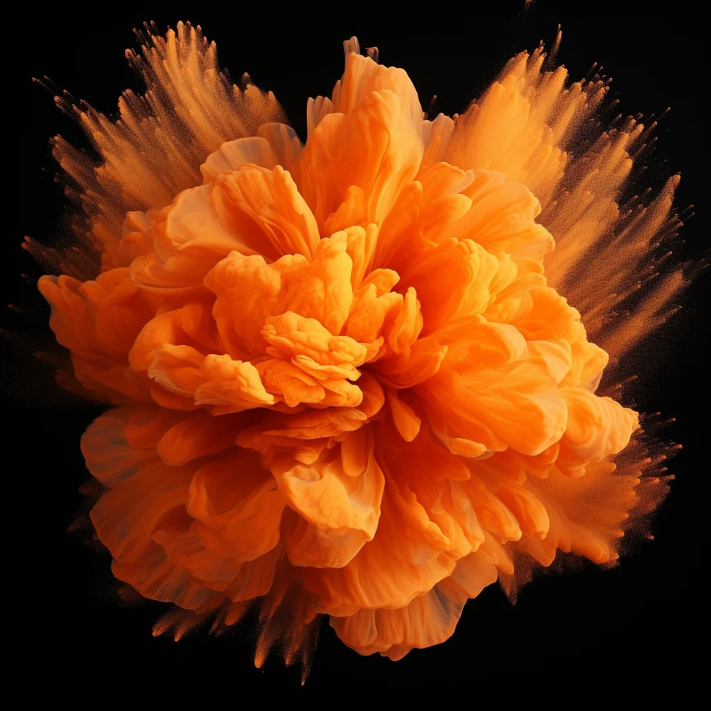 flower orange smoke powder explosion blast burst
