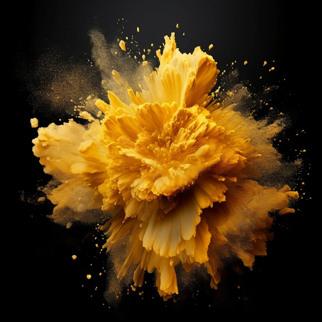 flower petal gold smoke powder explosion blast burst