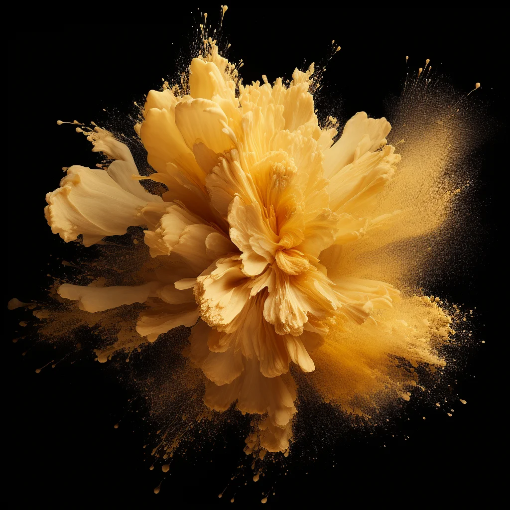 flower petal gold smoke powder explosion burst blast