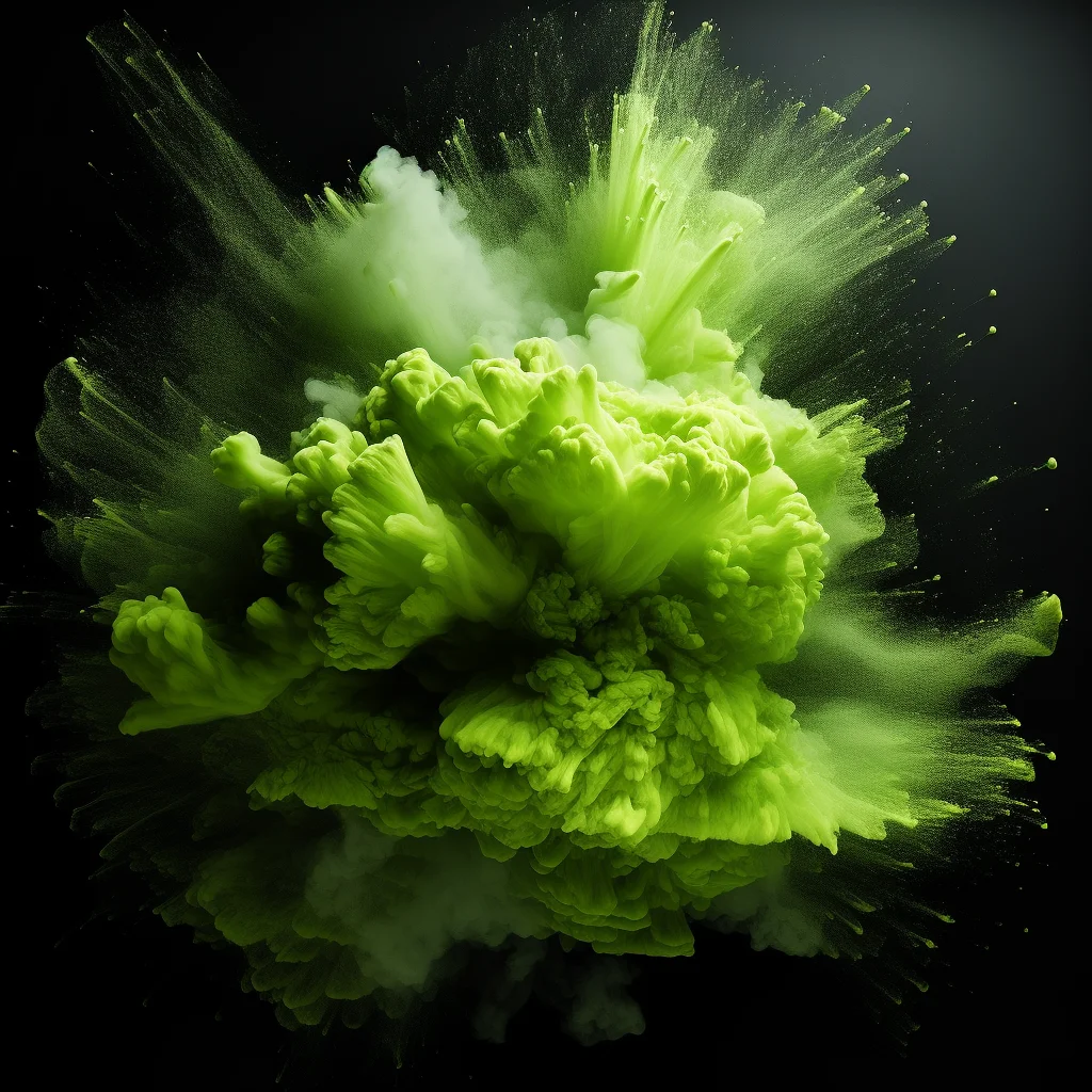 flower petal green smoke powder explosion blast burst