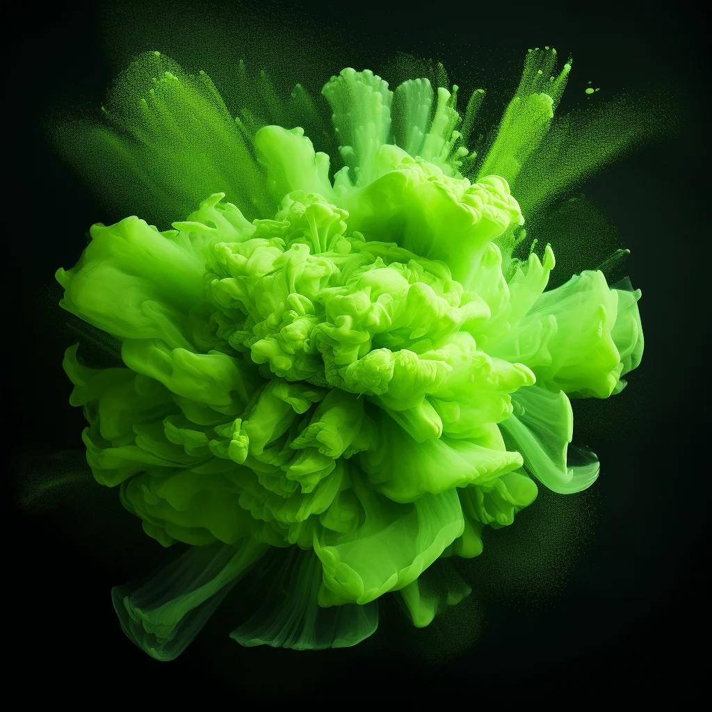 flower petal green smoke powder explosion burst blast