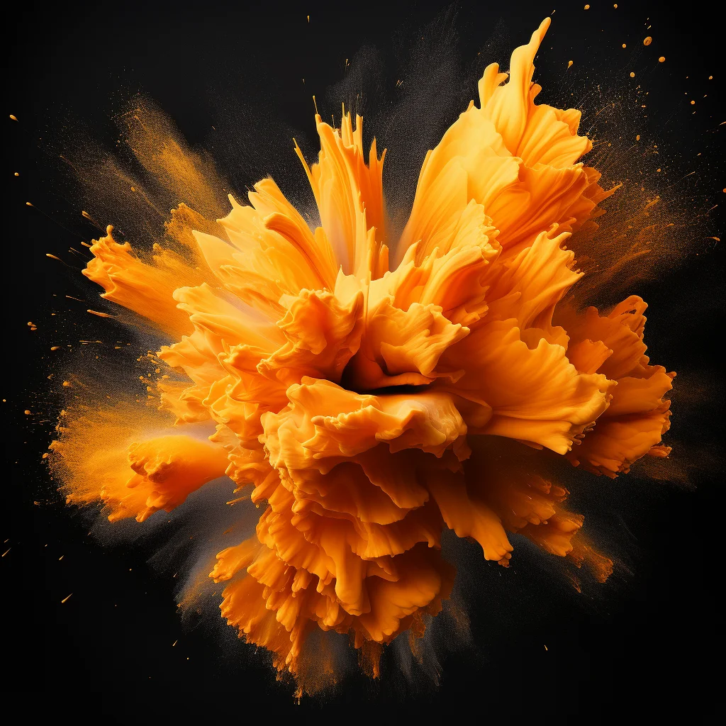flower petal orange smoke powder explosion blast burst
