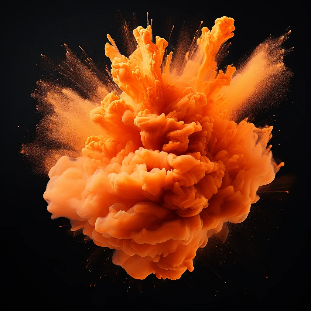 flower petal orange smoke powder explosion burst blast