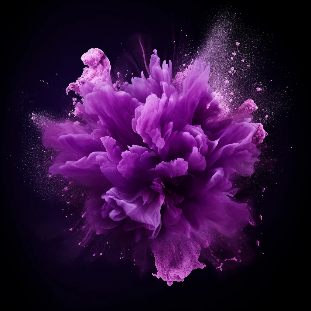 flower petal purple smoke powder explosion blast burst