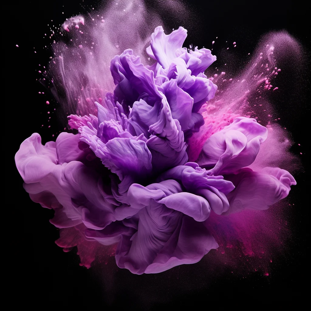 flower petal purple smoke powder explosion burst blast