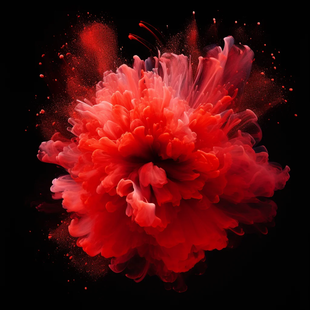 flower petal red smoke powder explosion burst blast