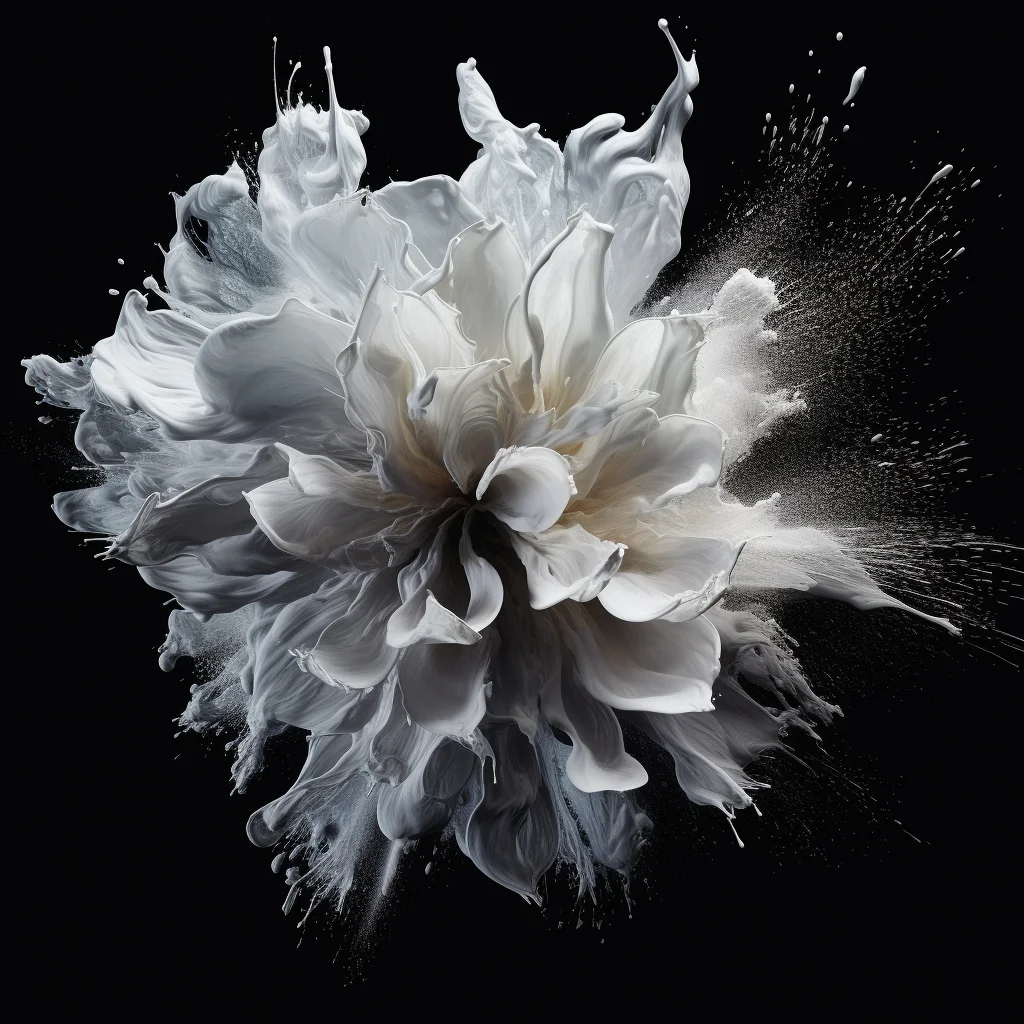 flower petal silver smoke powder explosion blast burst