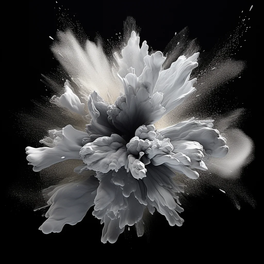 flower petal silver smoke powder explosion burst blast