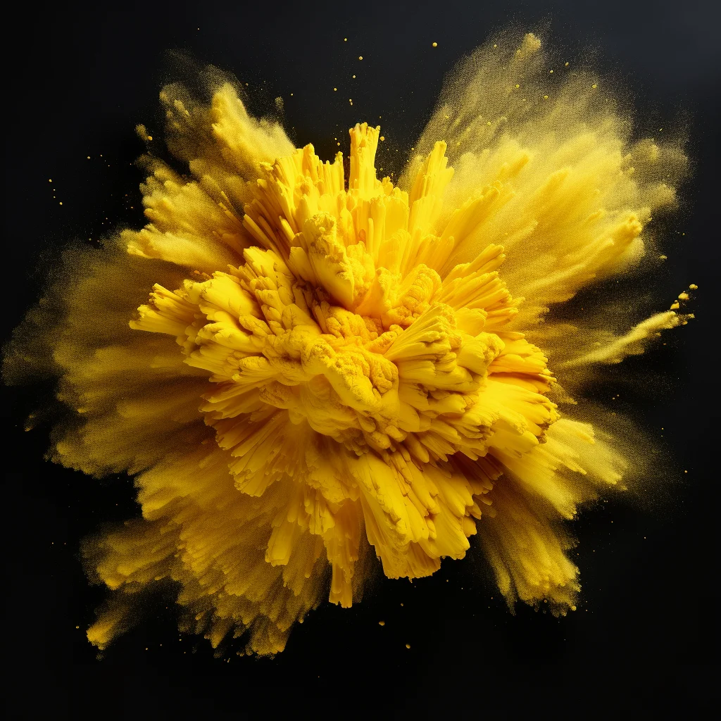 flower petal yellow smoke powder explosion blast burst