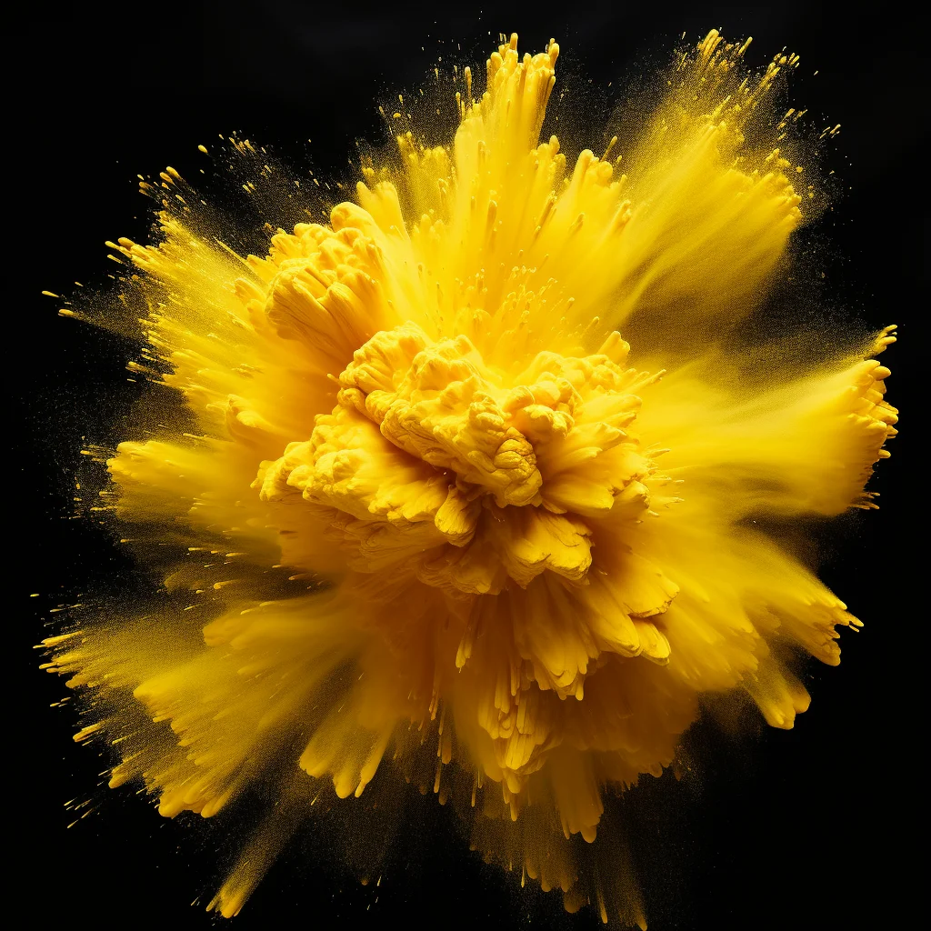 flower petal yellow smoke powder explosion burst blast