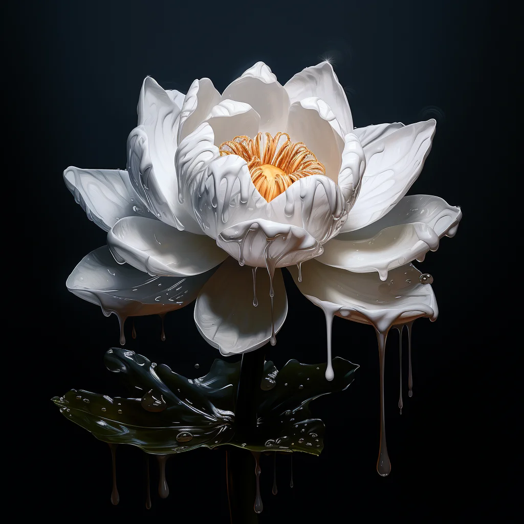 flower white lotus dripping water drop liquid rain