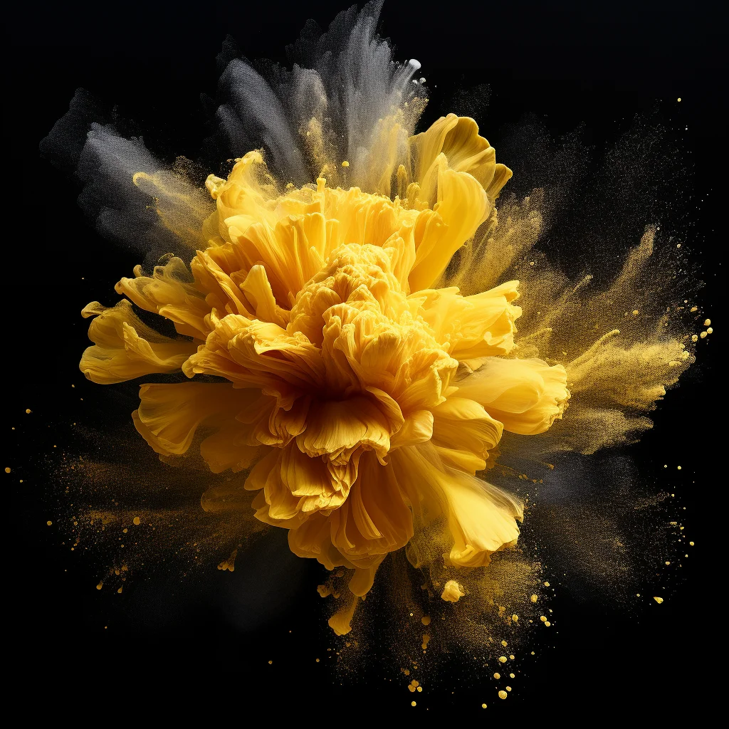 flower yellow smoke powder explosion blast burst